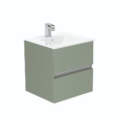 Newland 500mm Double Drawer Suspended Basin Unit With Ceramic Basin Sage Green