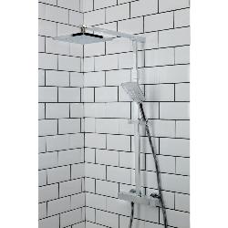 Bristan Qubo Exposed Fixed Head Bar Shower Chrome with Diverter & Kit QB SHXDIVFF C