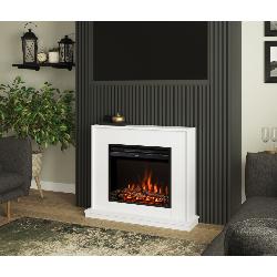 Bemodern Salehurst 38" Timber Electric Fireplace Ash White SALEH-AW-22ROD