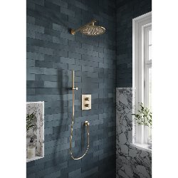 Villeroy & Boch Round Complete Shower Set in Brushed Gold VBSSPACK13