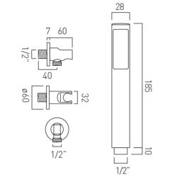 Vado Handset with Hose + Bracket with Integrated Outlet ZOO-SFMKWO-C/P