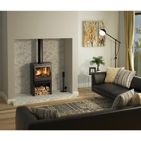 Be Modern Ignite 5 Widescreen Multi Fuel Stove with Log Store 26921 + 162205