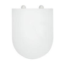 Soft Close Quick Release Hinges Toilet Seat, White D-Shape Easy Cleaning - Adjustable