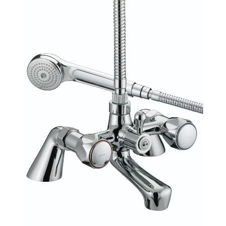 Bristan Club Pillar Bath Shower Mixer with Metal Heads Chrome VAC PBSM C MT