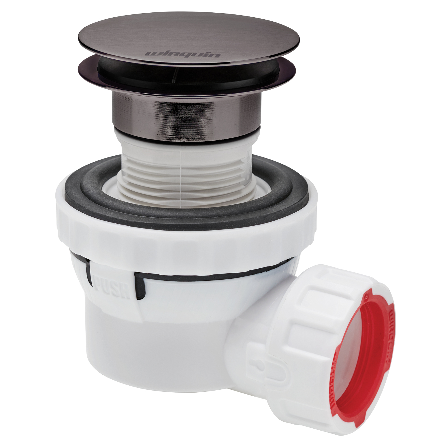 An image of Wirquin Nano 6.7 Quick Clac All-in-one Basin Waste & Trap Gunmetal 30120775