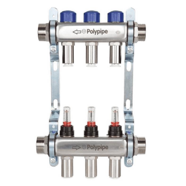 Polypipe 15mm Stainless Steel 7 Port PushFit Manifold PB12757