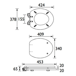 Heritage Soft Close Toilet Seat Oak with Chrome Hinges TSOAK101SC