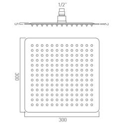 Vado Aquablade Single Function Slimline Square Shower Head, 300mm (12") AQB-SQ/30-C/P