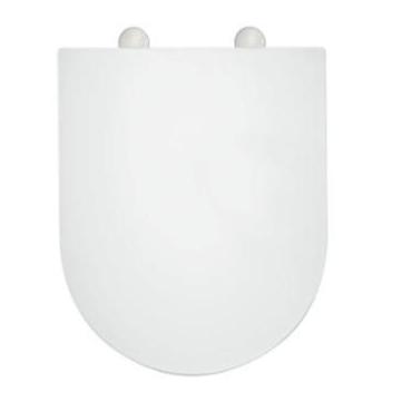 An image of Soft Close Quick Release Hinges Toilet Seat, White D-Shape Easy Cleaning - Adjus...