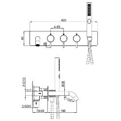 Abacus ISO PRO Thermo Concealed Bath Shower Mixer Matt Anthracite TBTS-446-3402