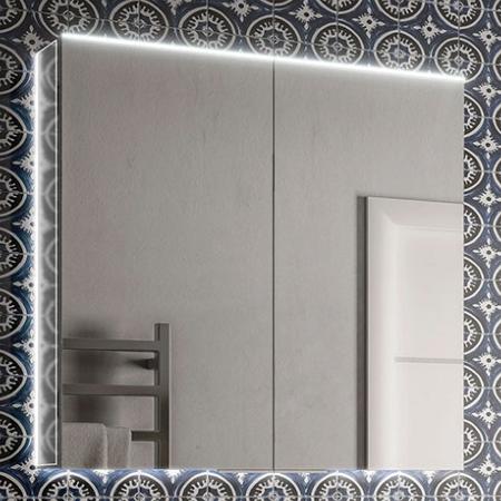 HIB Ether 80 LED Illuminated Aluminium Mirror Cabinet 50700