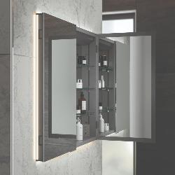 HIB Atrium 80 Semi-Recessed LED Aluminium Mirror Cabinet 53200