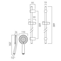 Vado Evolve4 Function Slide Rail Shower Kit EVO-MFSRK-DB-C/P