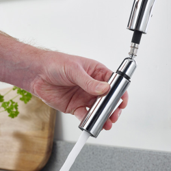 Bristan Jule Sink Mixer with pull-out extending hose and Eco Start JU PULLSNK C