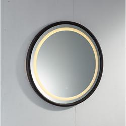 Plumb2u Ebro 850mm Round Illuminated LED Black Mirror - Black Wood & Glass MOW85