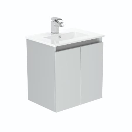 An image of Newland 500mm Slimline Double Door Suspended Basin Unit With Ceramic Basin Pearl...