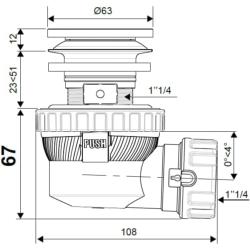 Wirquin Nano 6.7 Quick Clac All-in-One Basin Waste & Trap Gunmetal 30120775