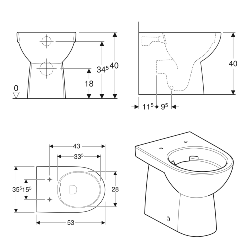 Geberit Selnova Toilet with Delta Cistern and Flush Plate 118.350.21.1