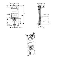 Geberit Alpha 112cmH Frame & Cistern, plus Alpha01 Round Flush Plate 458.041.21.2