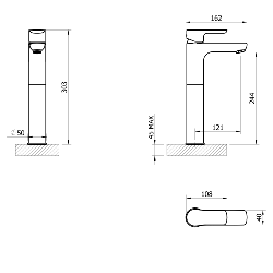Francis Pegler Andreu Tall Mono Basin Mixer Black 911105
