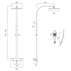 Vado Bokx Exposed Thermostatic Shower Column AX-BOK-149T-RRK/B-CP