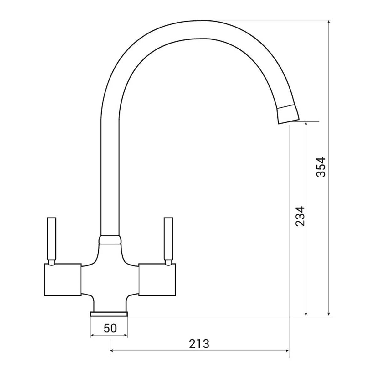 Reginox Thames Dual Lever Chrome Swan Neck Tap