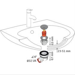 Wirquin Nano 6.7 Quick Clac All-in-One Basin Waste & Trap Brushed Brass 30120776