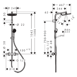 hansgrohe Activera S Showerpipe 240 1jet EcoSmart with Ecostat Fine Varia Chrome 28078000