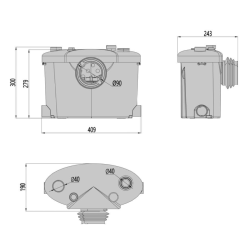 FlowPro Macerator for WC & Bathroom - Top Outlet FP400B