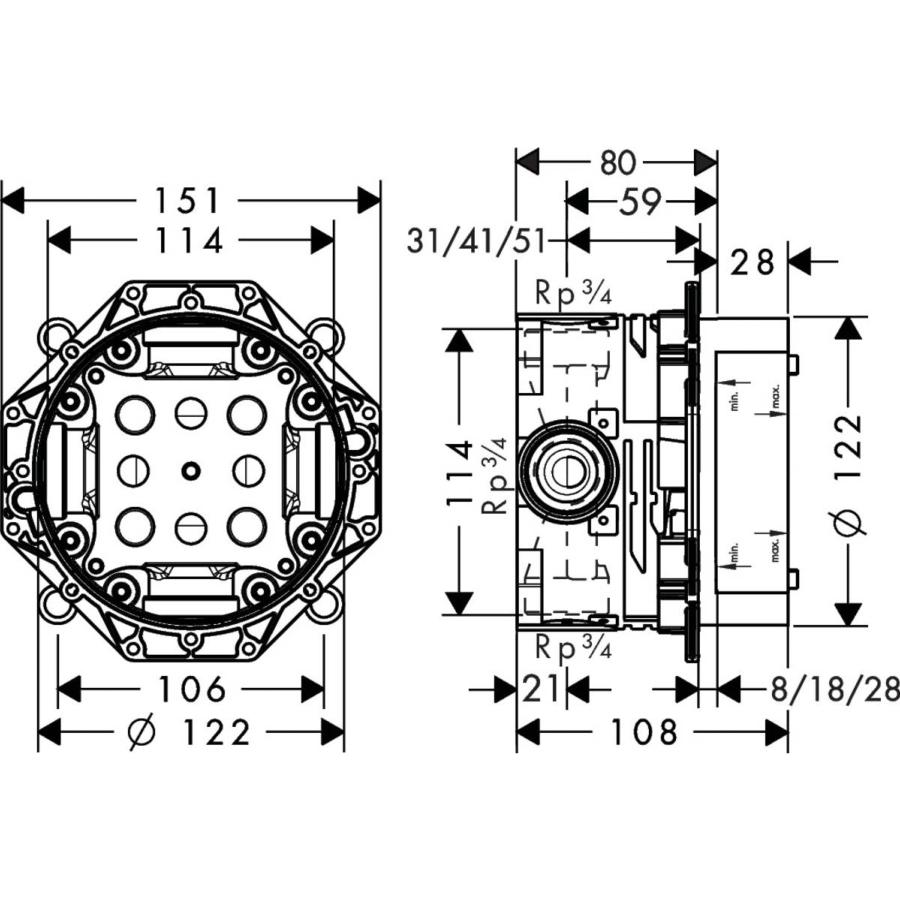 Hansgrohe iBox 01800180 Universal Fitting Set 1/2 and 3/4