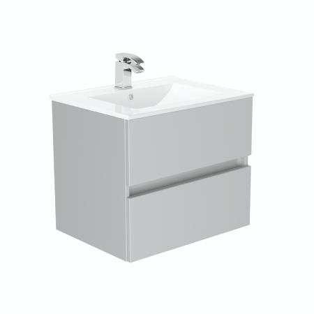 Newland 600mm Double Drawer Suspended Basin Unit With Ceramic Basin Pearl Grey
