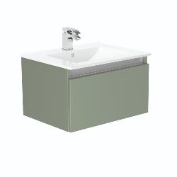 Newland 600mm Single Drawer Suspended Basin Unit With Ceramic Basin Sage Green