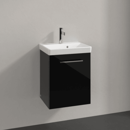 An image of Villeroy & Boch Avento Crystal Black 450mm Wall Hung 1 Door Washbasin and Vanity...