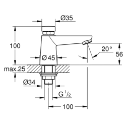 Grohe Euroeco Cosmopolitan T Self-closing Pillar Tap 36265000