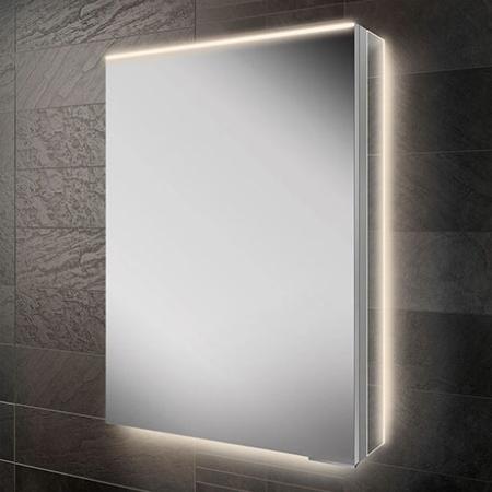 An image of HIB Ether 50 LED Illuminated Aluminium Mirror Cabinet 50500