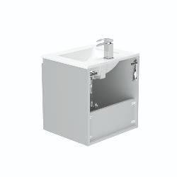 Newland 500mm Double Door Suspended Basin Unit With Ceramic Basin Pearl Grey
