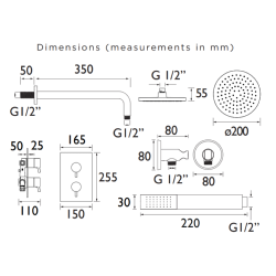 Bristan Prism Shower Pack with Fixed Head and Wall Outlet Handset PRISM SHWR PK4