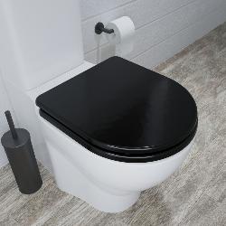 Croydex Iseo Flexi-Fix Wood Toilet Seat Black WL610321H