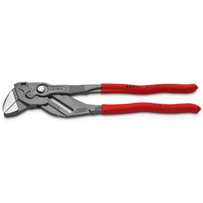 An image of Knipex Pliers Wrench Plastic Coated Grey Atramentized 300mm 86 01 300