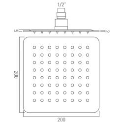 Vado Aquablade Single Function Slimline Square Shower Head, 200mm (8") AQB-SQ/20-C/P