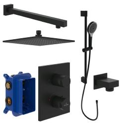 Villeroy & Boch Square Verve Complete Shower Set with Slider Rail Kit in Matt Black VBSSPACK16