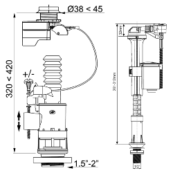 Wirquin Touchless + Joyfill Air Telescopic Universal Flushing Kit 10950190