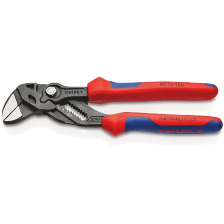 An image of Knipex Pliers Wrench Multi-component Handles Grey Atramentized 180mm 86 02 180