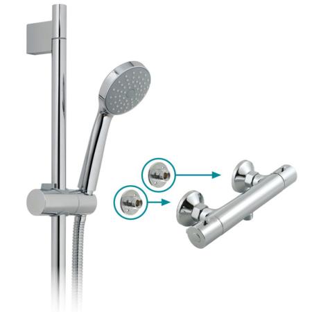 Vado Celsius Exposed Thermostatic Shower Set +Eris Single Function Slide Rail PRIMABOX4/B-SF-C/P