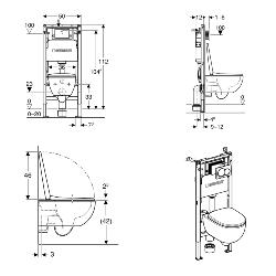 Geberit Wall-Hung 4-in-1 Frame, Flush Plate, Selnova Rimless Pan & Soft Close Seat Pack 118.362.21.2