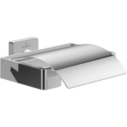 Villeroy & Boch Elements Striking Toilet Roll Holder with Cover Chrome TVA15201300061