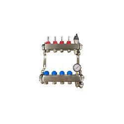 Plumb2u 4 Port Manifold with Pressure Gauge and Auto Air Vent ZL-117504