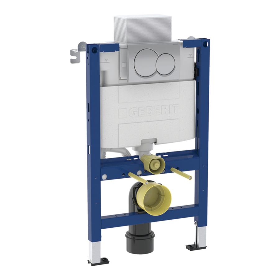 An image of Geberit Alpha 82cmh Frame & Cistern, plus Alpha01 Round Flush Plate 458.035.21.2