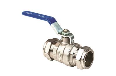 28mm Lever Ball Valve Blue Handle Full Bore Compression x 2 WRAS Approved BVAL 