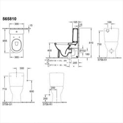 Villeroy & Boch O.Novo Close Coupled Toilet Pan 56581001